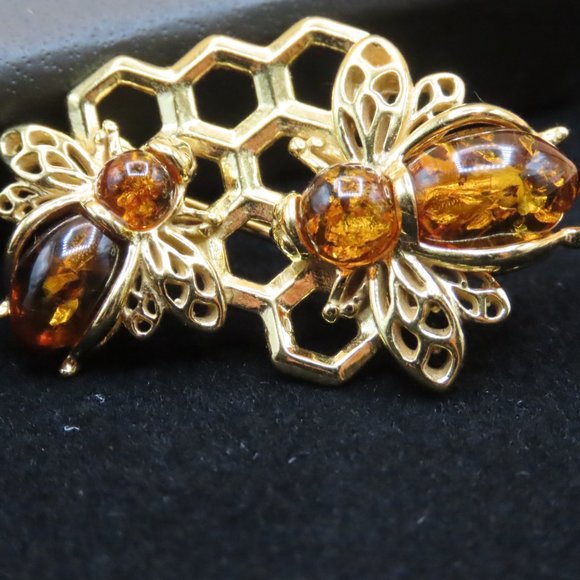 Amber Bumblebee and Honeycomb Pin in 18kt Gold Over Sterling by Ross and Simons - Picture 7 of 16